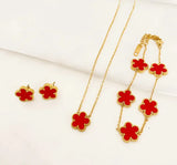 Five-Leaf Flower Pendant Jewelry Set